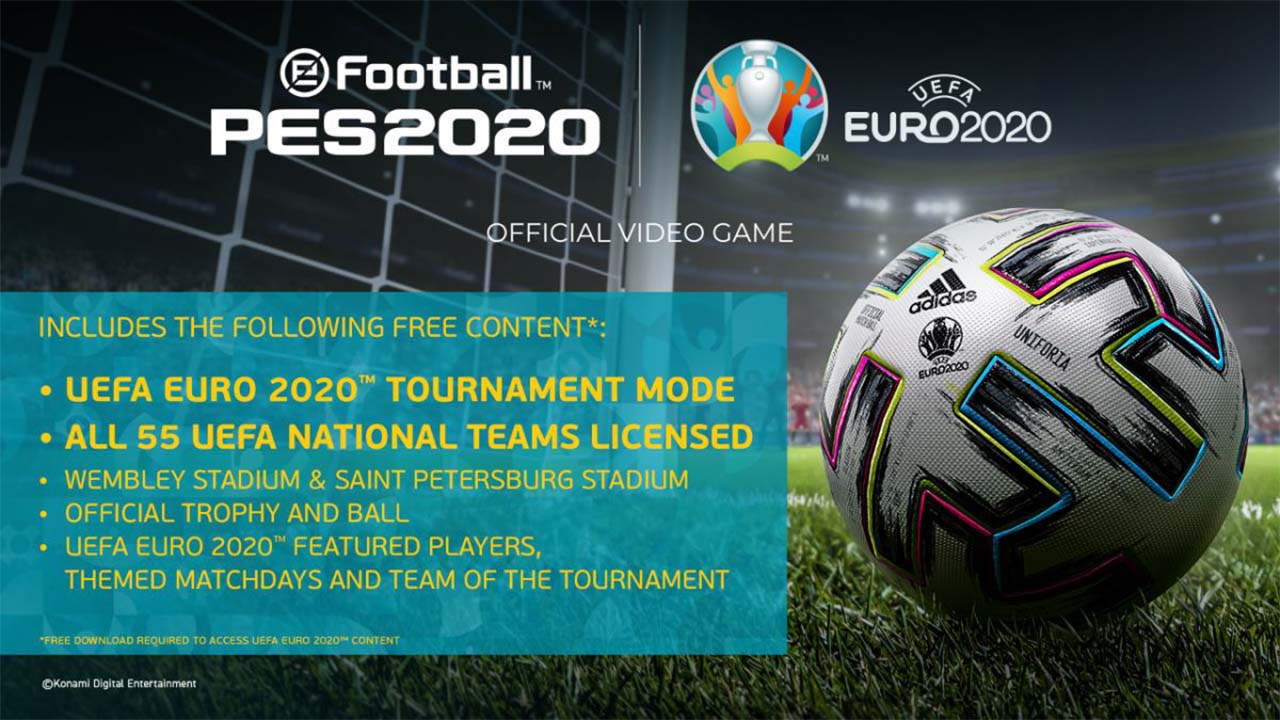 بسته الحاقی رایگان بازی PES 2020 به نام یورو ۲۰۲۰ در ماه آینده منتشر می‌شود