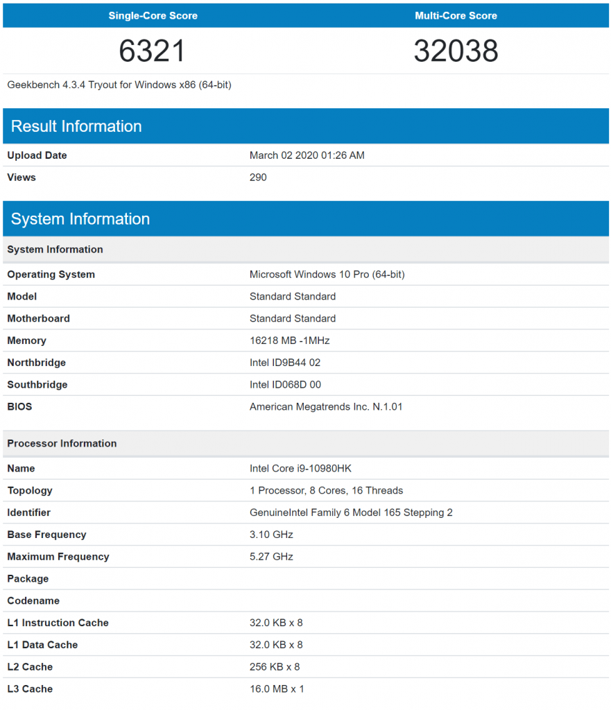 پردازنده Core i9-10980HK