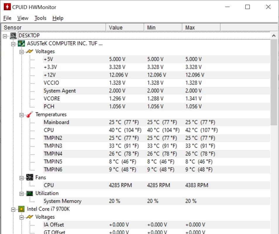 برنامه بنچمارک hwmonitor